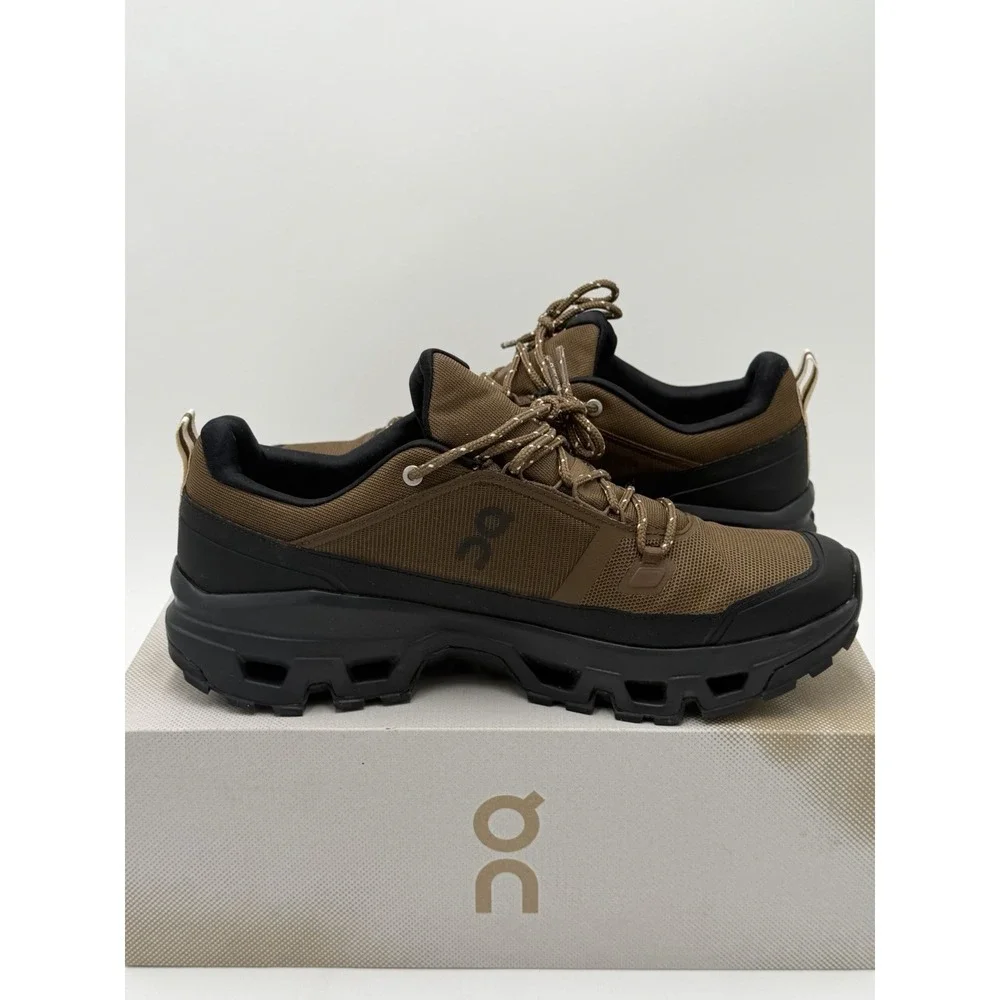 On Running Cloudrock Low WP Earth Black Mens Size 12 Waterproof Outdoors Shoes